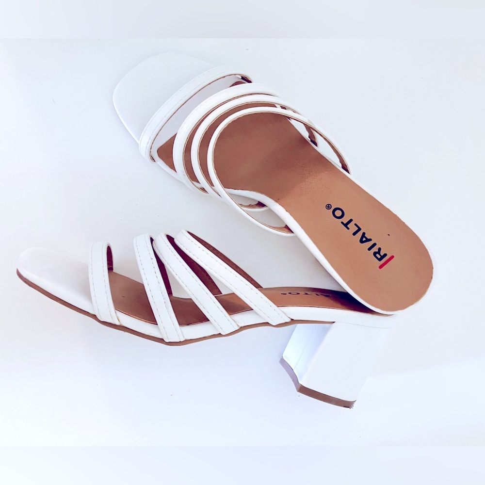 Y2K White Strappy Block Sandal Heel
